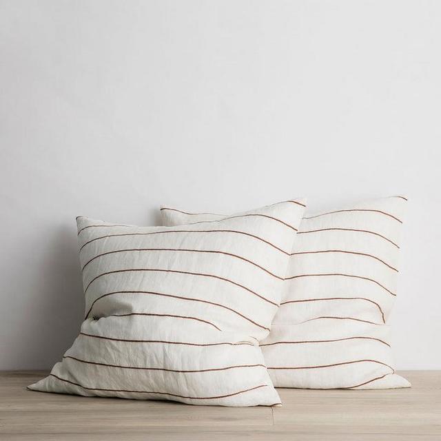 Set of 2 Linen Euro Pillowcases - Cedar Stripe