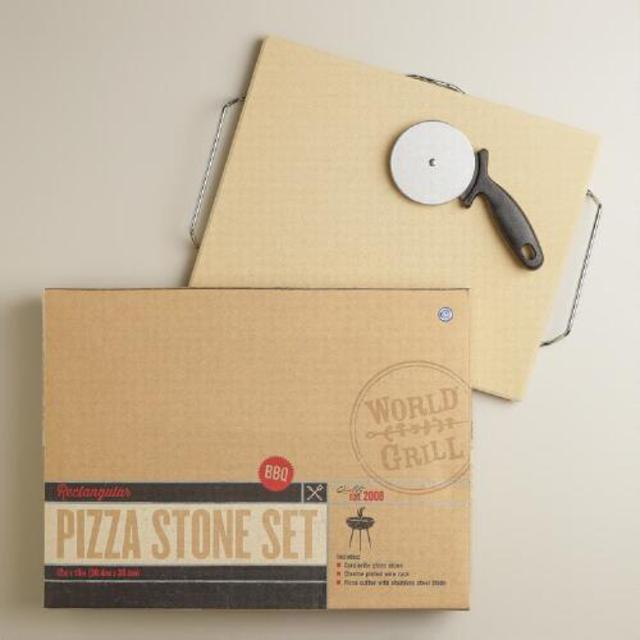 Pizza Stone Set with Chrome Serving Rack