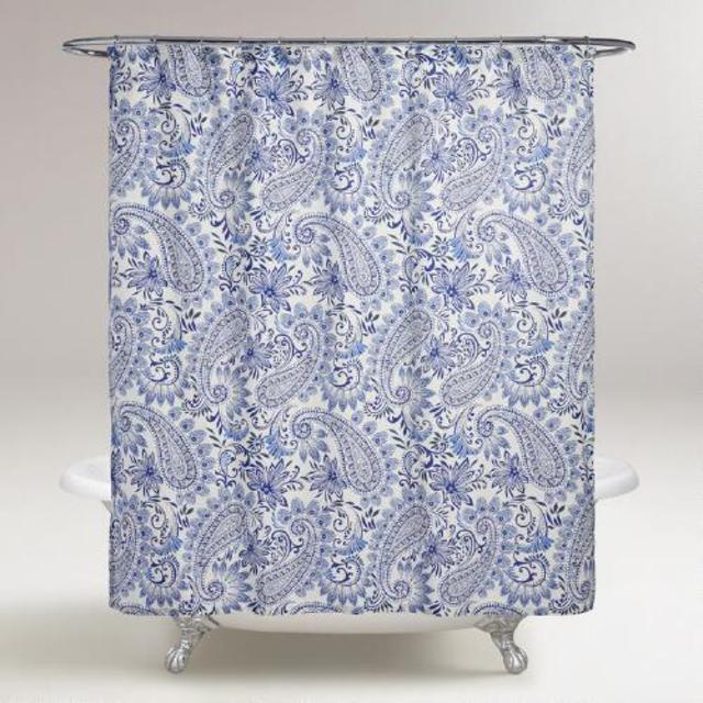 Blue Paisley Navodari Shower Curtain