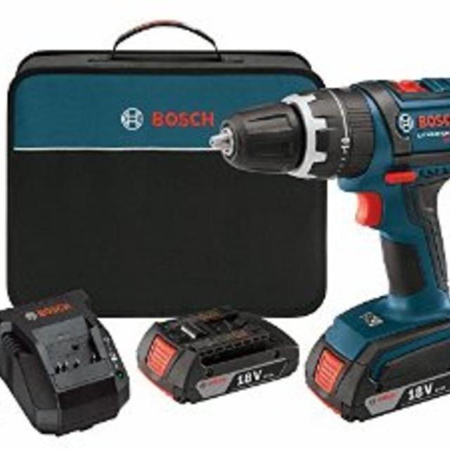 Bosch DDS181-02 18-Volt Lithium-Ion 1/2-Inch Compact Tough Drill/Driver Kit with 2 High Capacity Batteries, Charger and Case