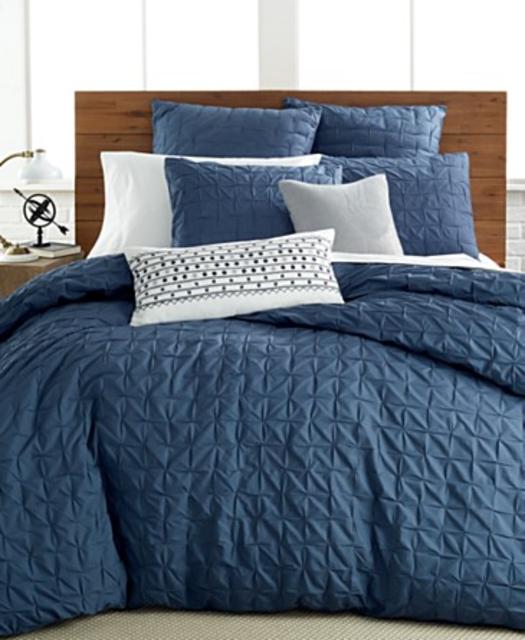 Bar III Box Pleat Indigo King Comforter
