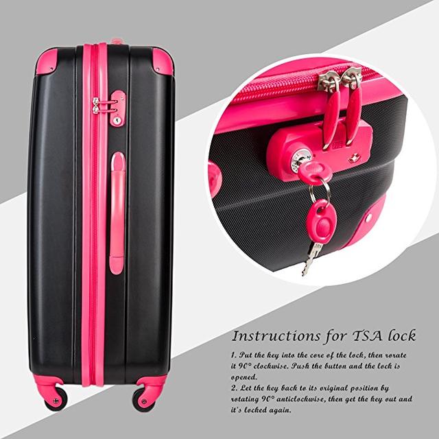 Merax Travelhouse Luggage Set 3 Piece PC+ABS Spinner Suitcase with TSA Lock