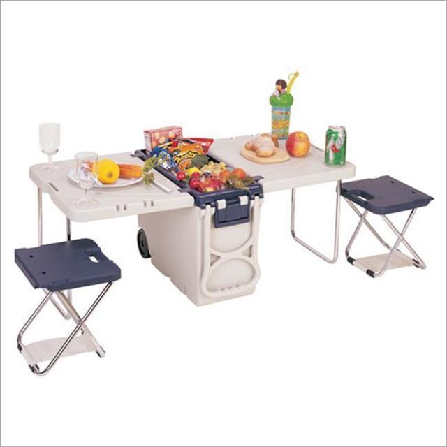 Details about   Travelers Club Multi-Function Rolling Cooler With Table And 2 Chairs Blue