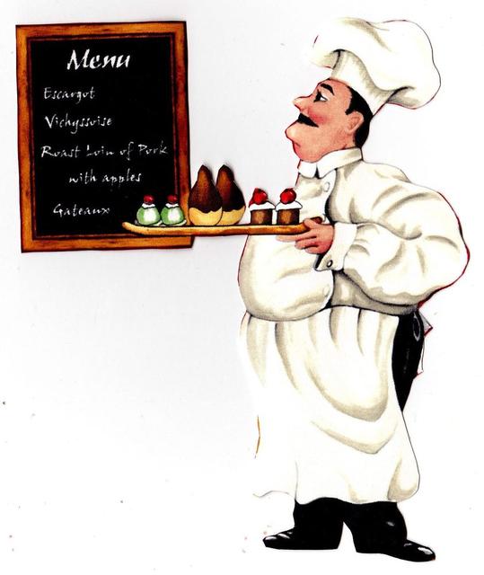 9.5" FAT CHEF KITCHEN WALL STICKER GLOSSY BORDER CHARACTER CUT OUT