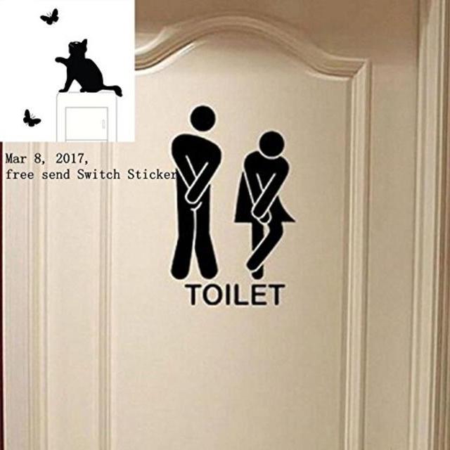 Removable Cute Man Woman Washroom Toilet WC Wall Sticker Family DIY Decor Art Stickers Home Decor Wall Art For Kids Living Room Bedroom Bathroom Office Home Decoration