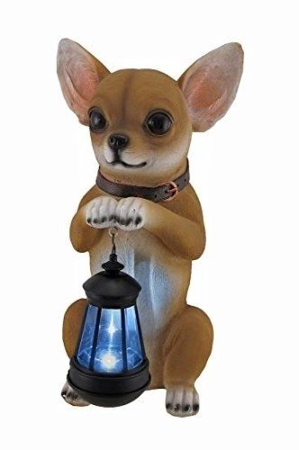 This Little Light Chihuahua Statue and Solar LED Lantern 13.5" Tall