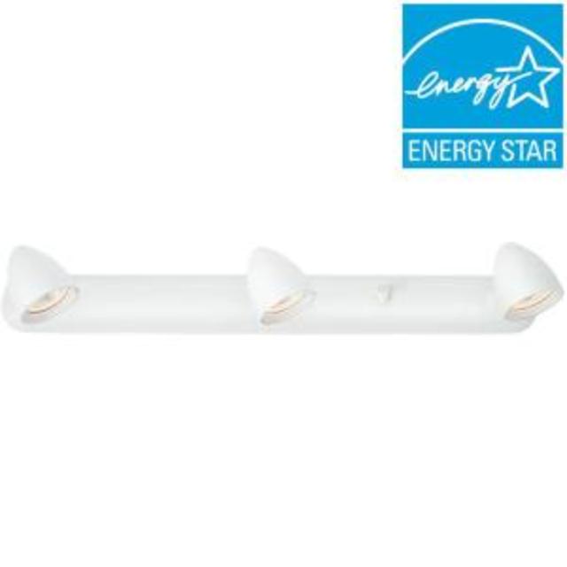 3-Light White LED Track Lighting Rail with Cord and Plug