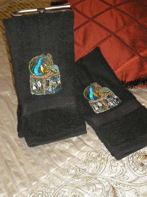 PAIR hand towels - Alice & CAterpillar illustration - Alice in Wonderland 15 x 25 inch for kitchen / bathroom MORE COLORS available