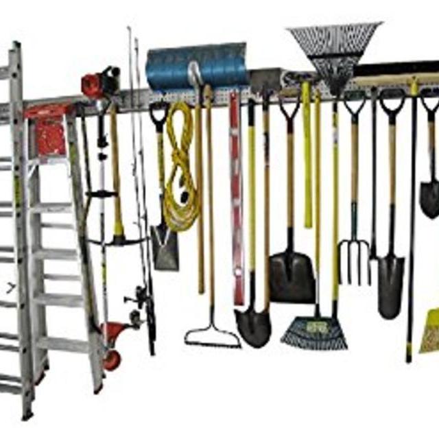 Anybest Anybest Patented Design Utility Mop Broom Holders Wall-Mounted Garden Tool Rack Garage Storage & Organization Hangers 6 Positions 6 Hooks & 2-Tool Platforms