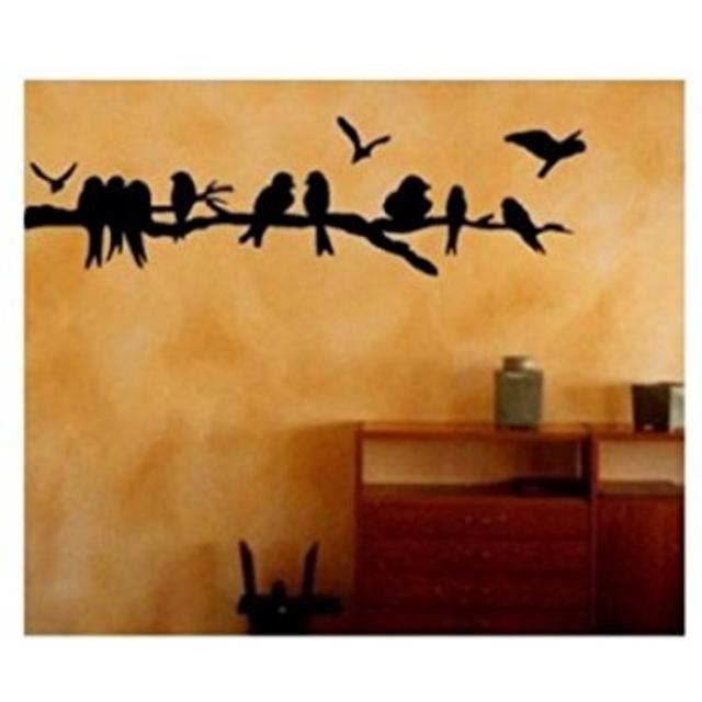 Tree Branch Flock of Birds decal Cute Wall Art Home Decor Vinyl Sticker LARGE (Come with glowindark switchplate decal) StickerCiti Brand