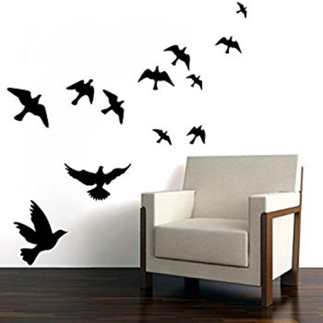 Witkey Flying Black Bird Flying High to Sky 3d Removable Vinyl Wall Sticker Mural Decal Art