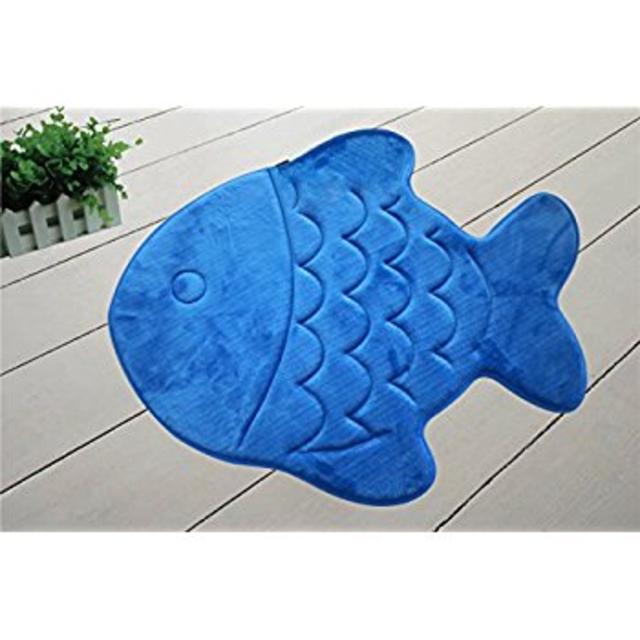 Memory Foam Bath Mat, 22 By 27-inch, Blue Fish