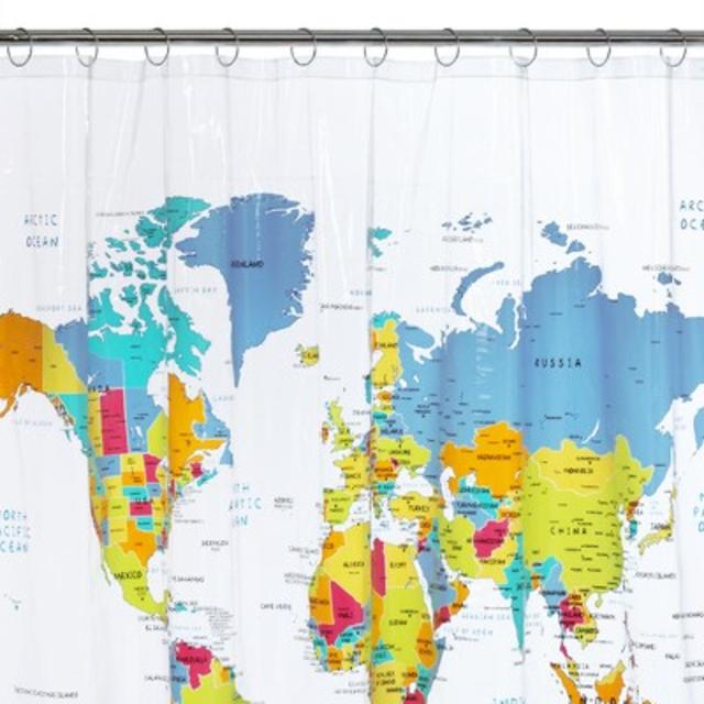 World Map Shower Curtain