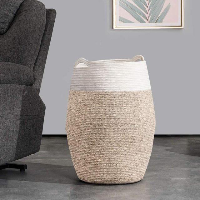 Tall Laundry Hamper Woven Jute Rope Extra Large Laundry Basket (99l) Modern Hamper For Laundry Closet, Bedroom, Bathroom And College Dorm