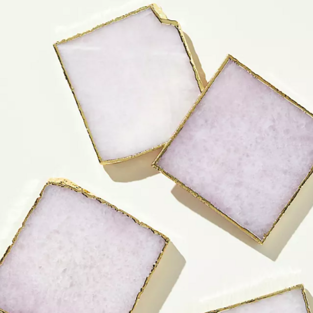 Gilded Agate Coaster - White Quartz