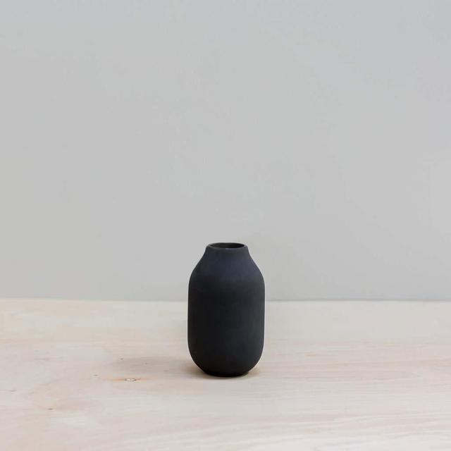 Short Black Clay Vase