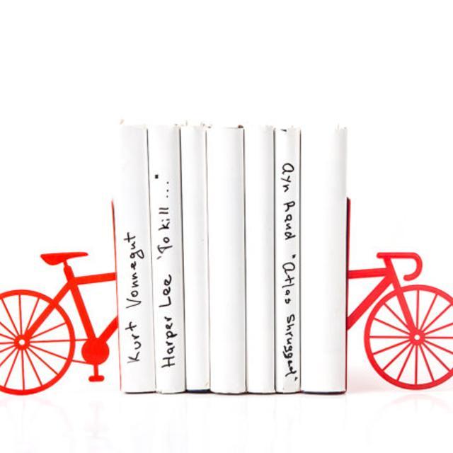 Bicycle Bookends, Red Metal