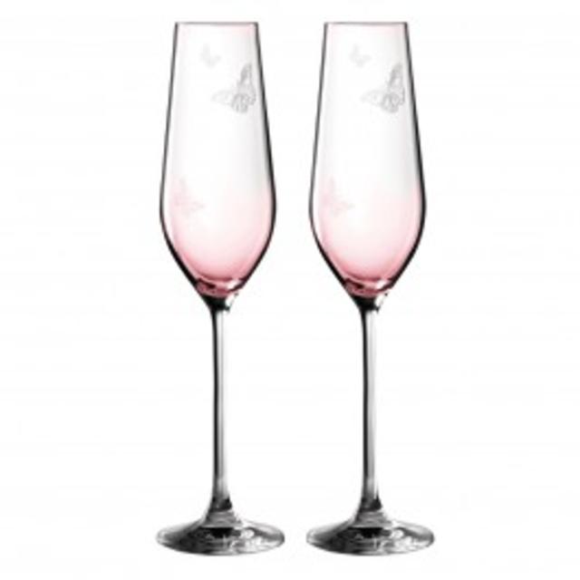 Pink champagne flutes