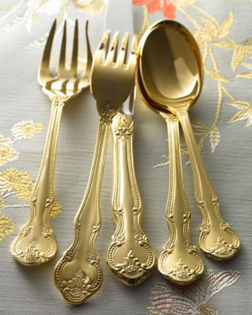 45-Piece Gold-Plated Baroque Flatware Service