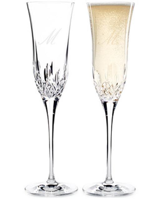 Waterford Lismore Essence Monogram Toasting Flute Pair, Script