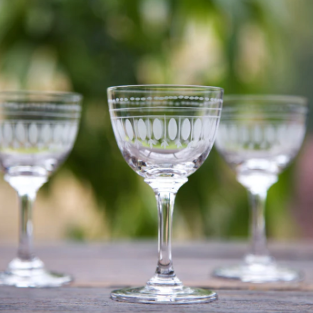 Set of Six - Crystal Liqueur Glasses with Ovals Design