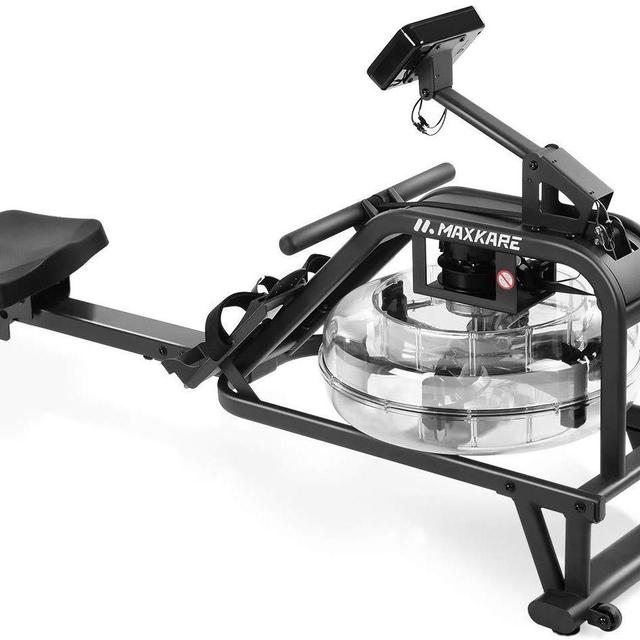 MaxKare Water Rowing Machine Water Rower with Water Resistance & Large LCD Monitor for Home Use