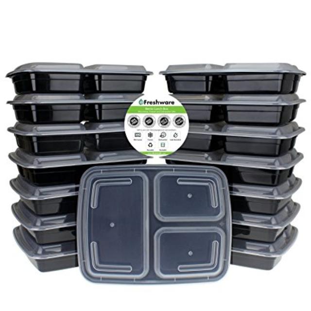 15-Piece 3-Compartments Bento Lunch Box with Lids