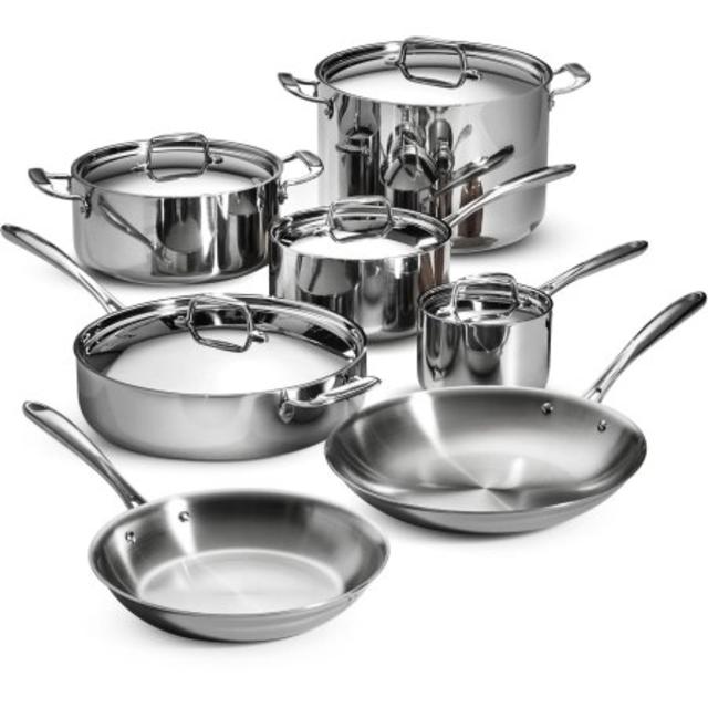 Tramontina 12-Piece Tri-Ply Clad Cookware Set, Stainless Steel