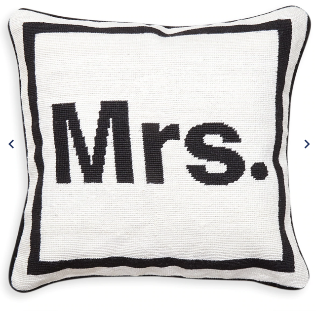"Mrs" pillow by Jonathan Adler