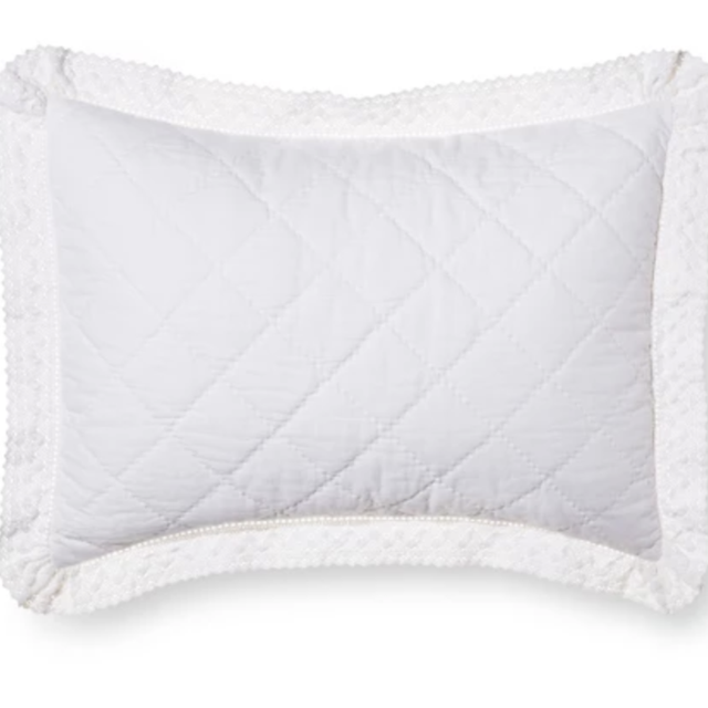 White Crochet Trim Linen Blend Pillow Sham - Simply Shabby Chic™