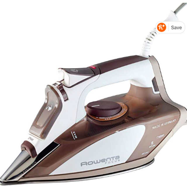 Rowenta DW5080 1700-Watt Micro Steam Iron Stainless Steel Soleplate with Auto-Off, 400-Hole, Brown