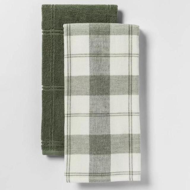 Check With Solid Kitchen Towel 2pk - Threshold™