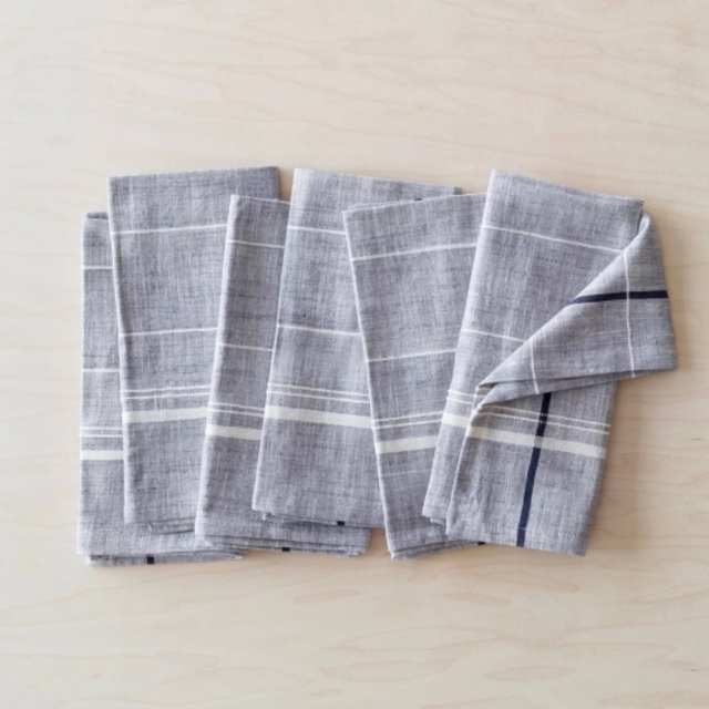 Onam Napkins Set of 6 | Blue Navy Modern Napkins Handcrafted in India   – The Citizenry