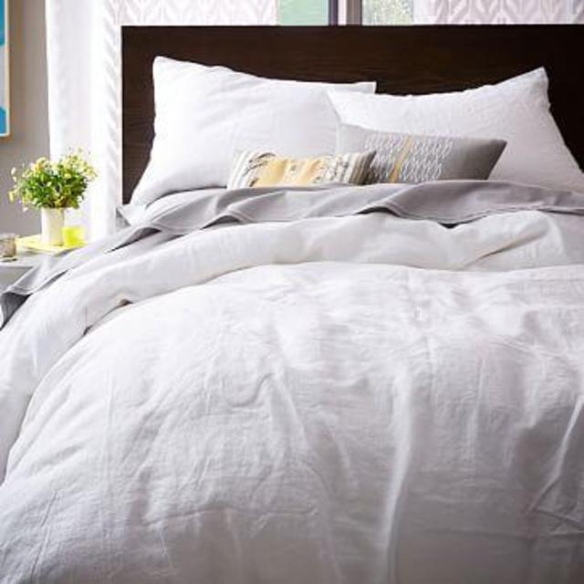 Belgian Flax Linen Duvet Cover, Full/Queen, White