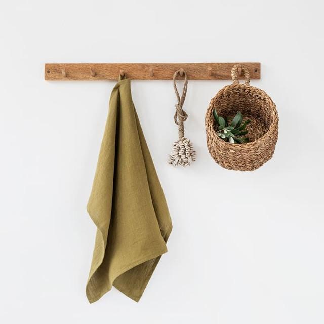 Linen tea towel - olive green