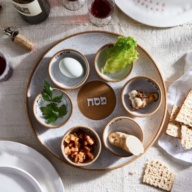 Handmade Seder Plate - White