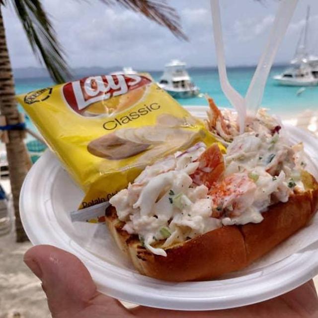 Caribbean Lobster Roll at the Soggy Dollar Bar!
