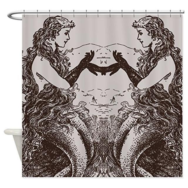CafePress - Vintage Mermaids Shower Curtain - Decorative Fabric Shower Curtain
