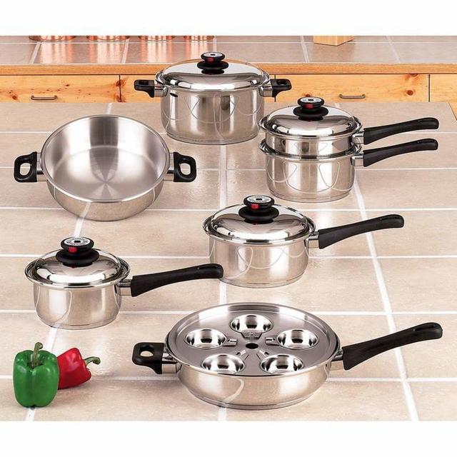Maxam KT17 17-Piece 9-Element Surgical-Stainless-Steel Waterless Cookware Set