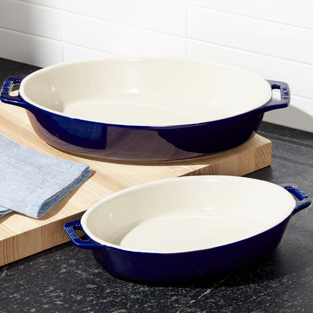 Staub ® Dark Blue 2-Piece Oval Baker Set - Dark Blue