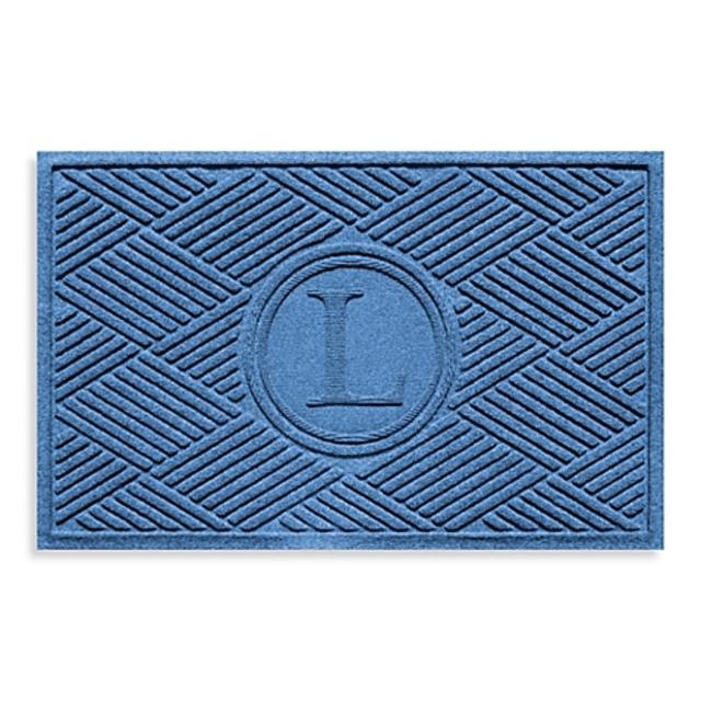 Weather Guard™  Diamonds Monogrammed "L" 23-Inch x 35-Inch Door Mat in Bluestone
