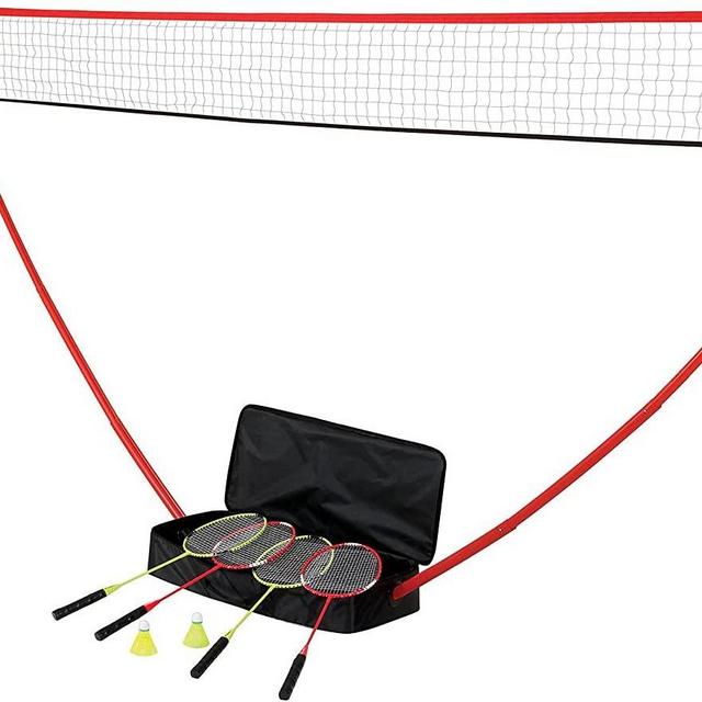 Zume Games Portable Badminton Set with Freestanding Base – Sets Up on Any Surface in Seconds – No Tools or Stakes Required