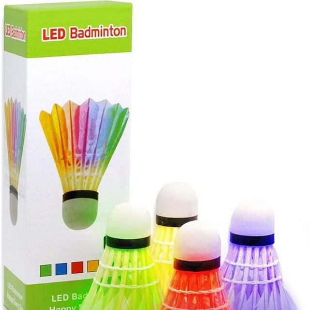 Novelty Place Led Badminton Shuttlecock Set Lighting Birdies Glow in The Dark for Yard Games, Indoor/Outdoor Sports Toys (4 Pack)