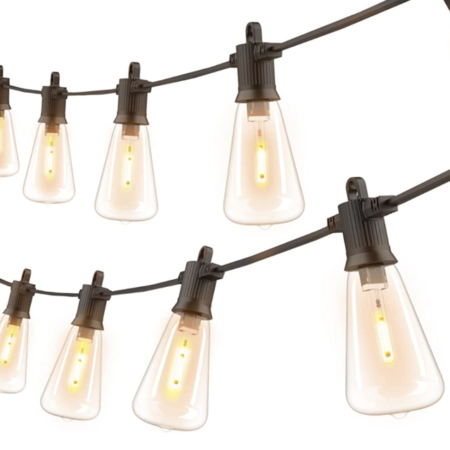 FOOMAN 100FT Outdoor String Lights,Shatterproof Dimmable LED Cafe Lights Waterproof ST38 Connectable Outdoor Patio Lights with 54 Plastic Bulbs for Porch Backyard Garden Bistro(2×50FT)our order