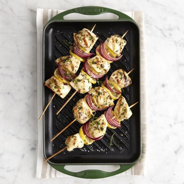 Le Creuset Cast-Iron Rectangular Skinny Grill - Sonoma Green