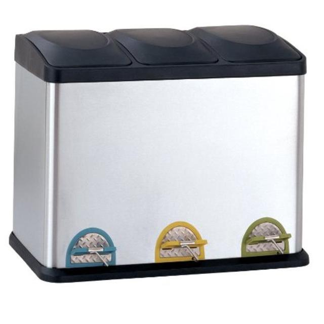 Organize It All Stainless Steel Step-On 12-Gallon Recycle Bin (4903)