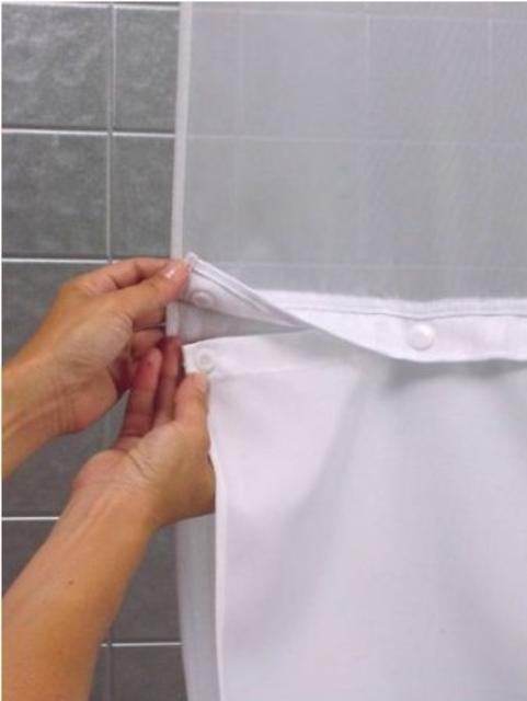 Hookless Snap-In Fabric Liner for Shower Curtains