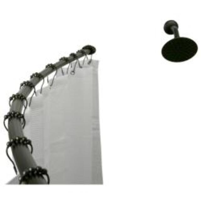 Oil-rubbed Bronze Curved Adjustable Double Shower Curtain Rod