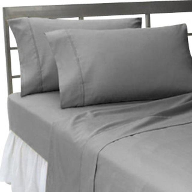 600TC Solid Elephant Grey Short Queen Fitted Sheet & 2 Pillowcases