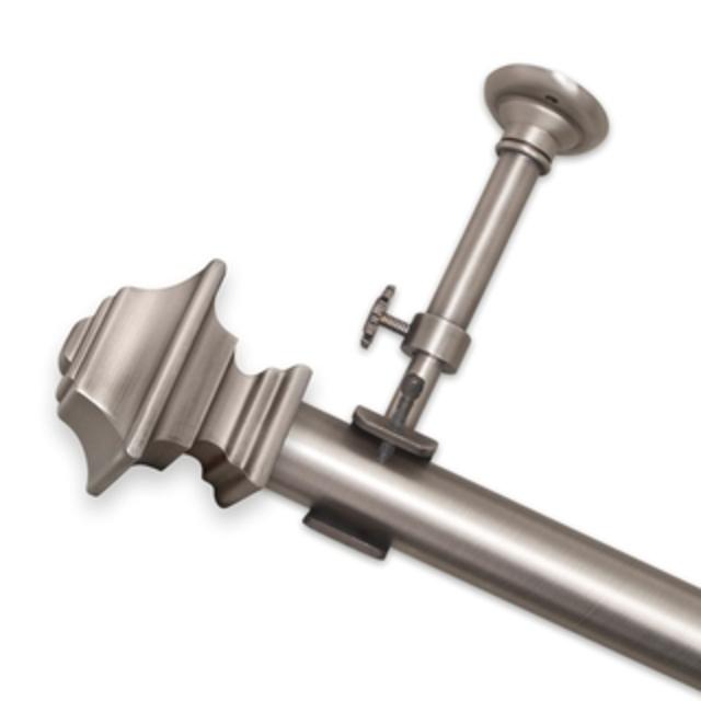 Adjustable Curtain Rod Set with Pewter Square Finial